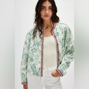 NWOT Free People Drifter Sweatshirt Jacket Floral Size Large